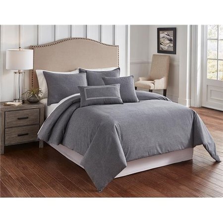 RIVERBROOK HOME Riverbrook Home 80314 Crosswoven Comforter Cover Set; Charcoal - Queen Size - 6 Piece 80314